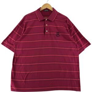 St Andrews Links Collection Polo Shirt Mens XL Burgundy Stripe Italy Cotton